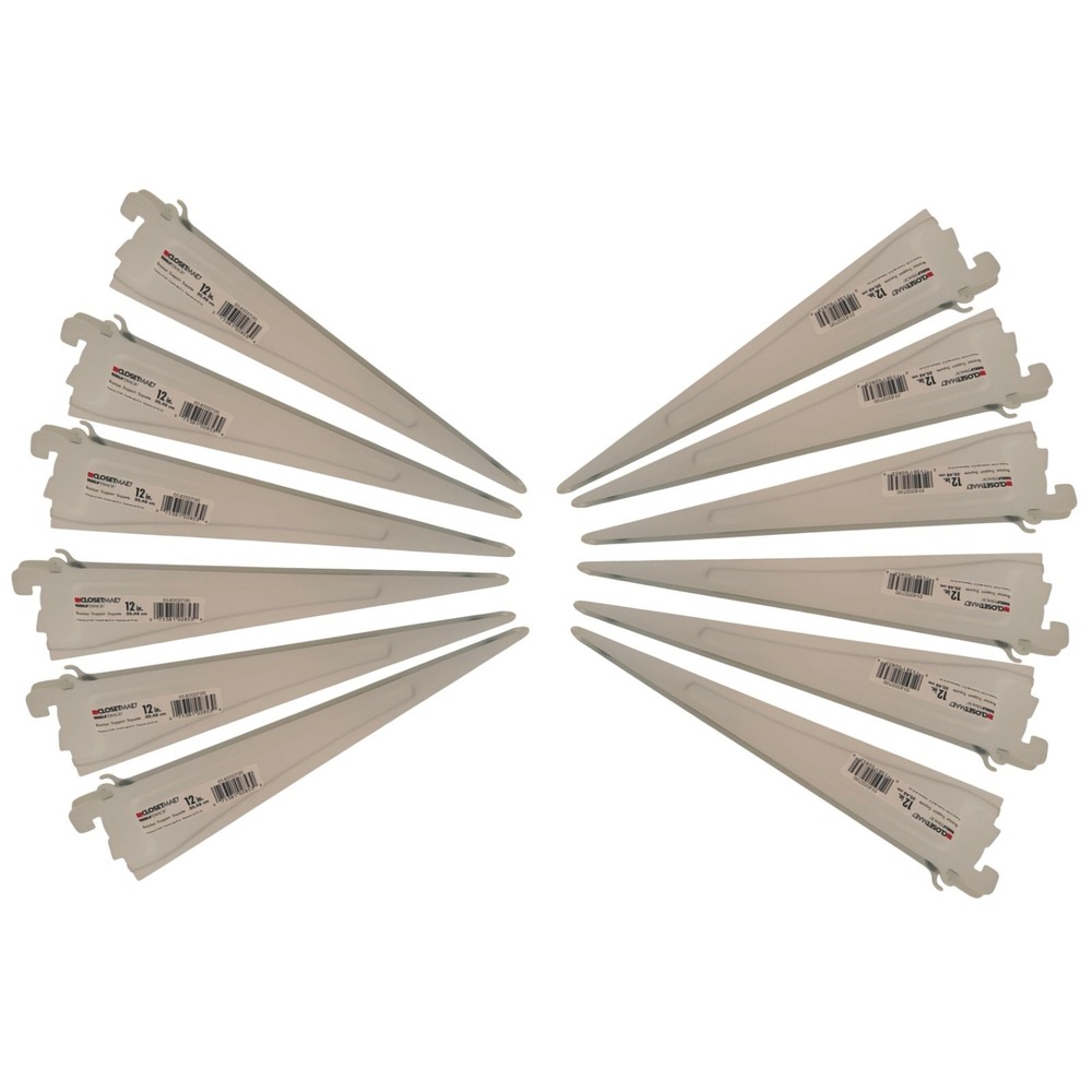 ClosetMaid ShelfTrack 12 Inch Closet Shelf Support Brackets White Lot of‎ 12